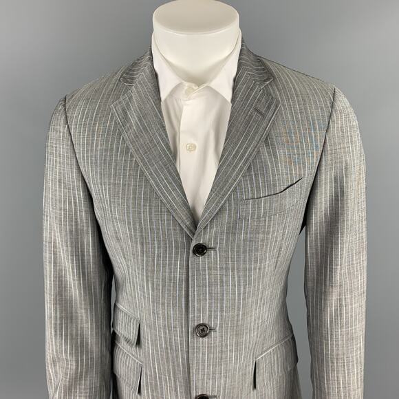 ETRO Size 38 Regular Gray Stripe Wool / Mohair Notch Lapel Suit - Picture 2 of 10